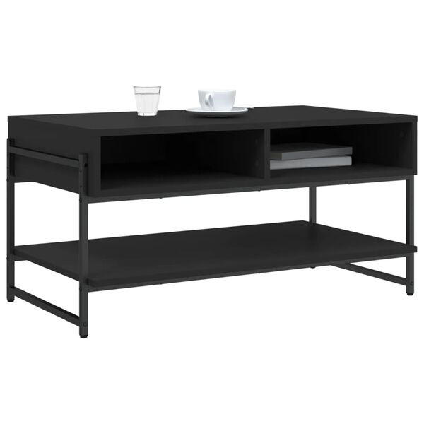vidaXL Coffee Table Black Engineered wood, metal Medium Adjustable Feet