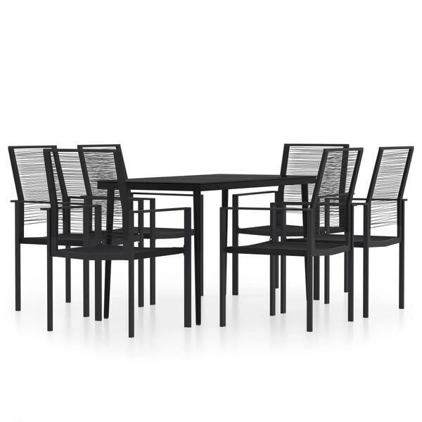 vidaXL Dining Set Black Powder-coated steel Large Durable Dining Set