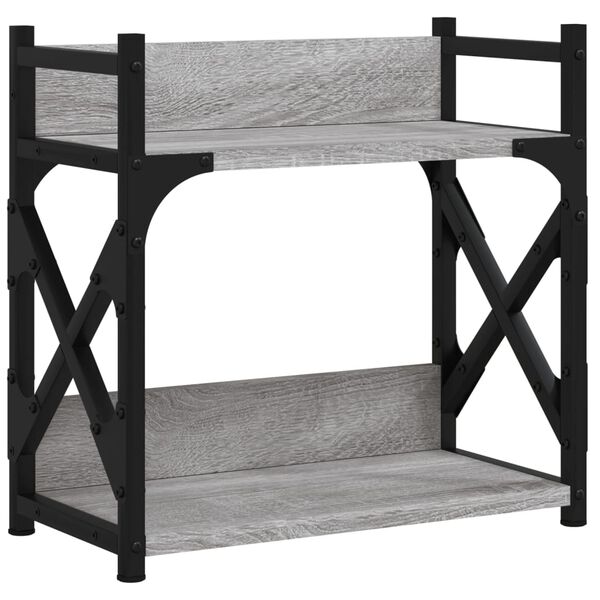 vidaXL Printer Stand 2-Tier Gray Sonoma 15.7"x7.9"x15.7" Engineered Wood