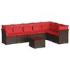 vidaXL 8 Piece Patio Sofa Set with Cushions Brown Poly Rattan