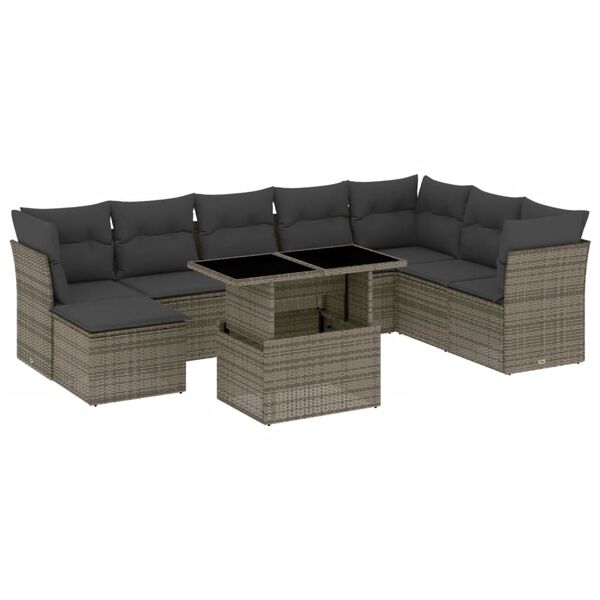 vidaXL Garden Sofa Set Grey PE Rattan Large Modular Garden Sofa Set