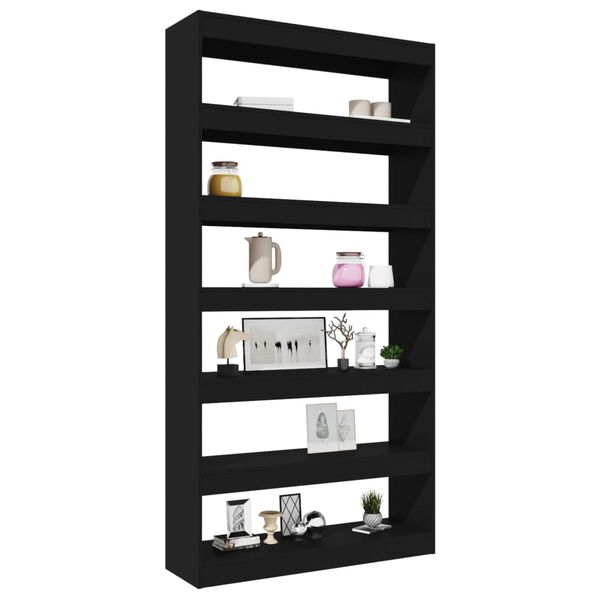 vidaXL Book Cabinet Black Engineered wood 39.4x11.8x78.0 in Book Cabinet