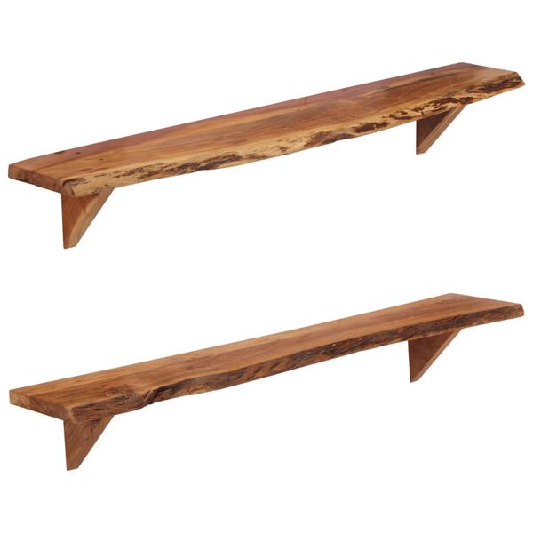 vidaXL Wall Shelf Set of 2 Natural wood Solid Acacia wood