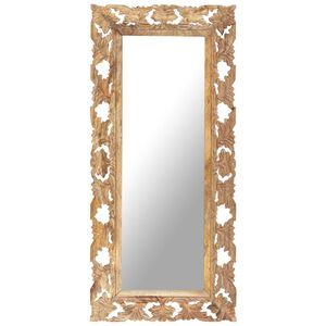 vidaXL Mirror Brown Solid Mango Wood 43.3 x 19.7 in Decorative Inlays