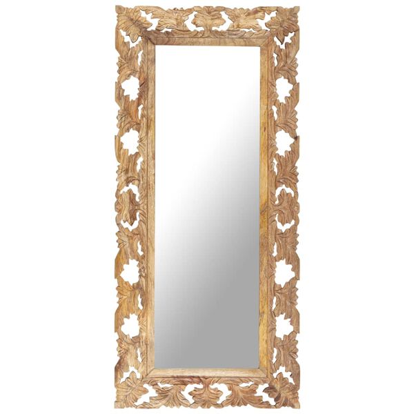 vidaXL Mirror Brown Solid Mango Wood 43.3 x 19.7 in Decorative Inlays