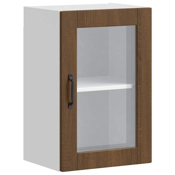 vidaXL Kitchen Wall Cabinet Brown oak Engineered wood, glass Medium