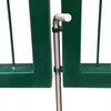 vidaXL Garden Fence Gate with Posts 137.8x47.2" Steel Green