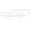 vidaXL Bed Frame White Powder-Coated Steel Super King Bed Frame