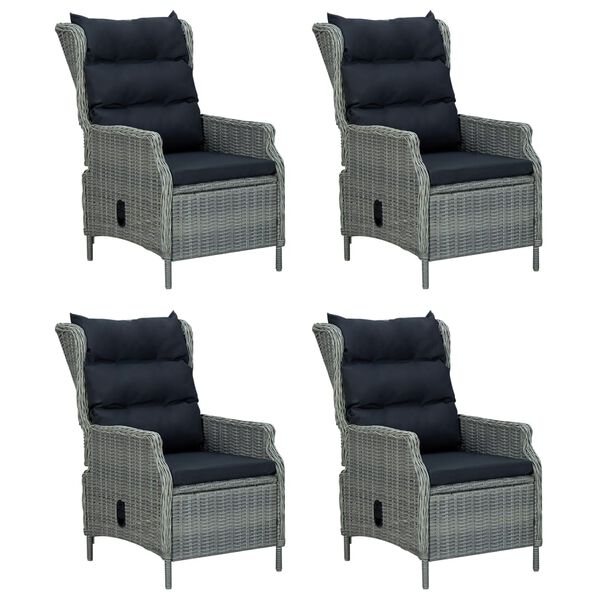 vidaXL 5 Piece Patio Dining Set with Cushions Poly Rattan Light Gray