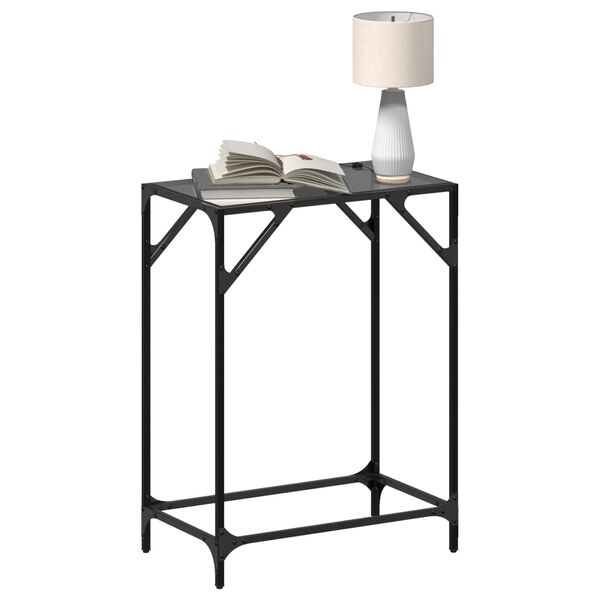 vidaXL Console Table Black glass Steel and glass Simple Console Table