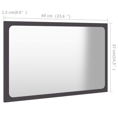 vidaXL Bathroom Mirror Gray 23.6"x0.6"x14.6" Chipboard