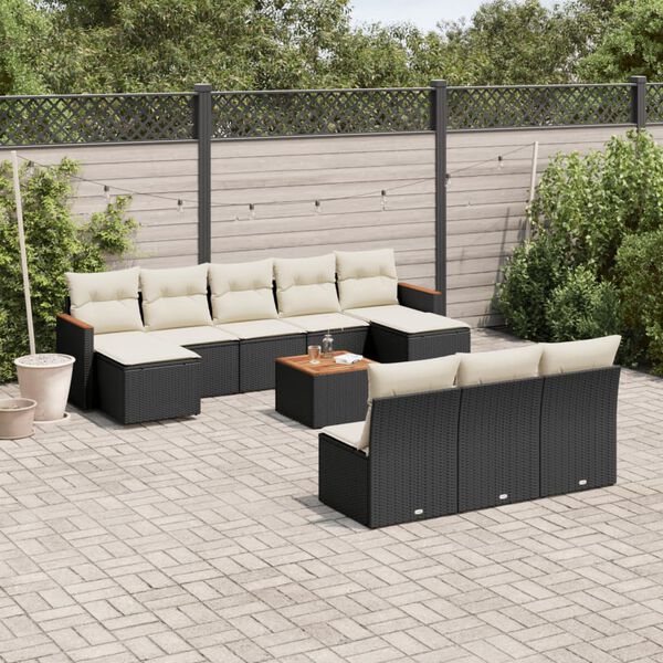 vidaXL Garden Sofa Set Black, Cream White