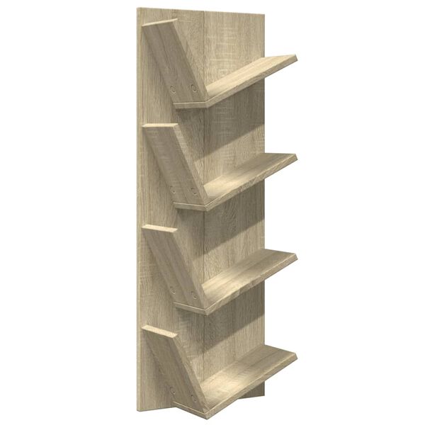 vidaXL Wall Bookshelf Sonoma Oak Engineered Wood 13x6.3x35.4 in