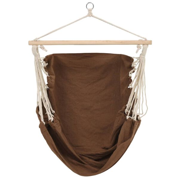 vidaXL Hammock Chair Brown 60% Polyester, 40% Cotton Large Rotatable