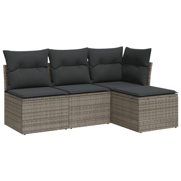 vidaXL Garden Sofa Set Grey PE rattan Medium Modular Garden Sofa Set