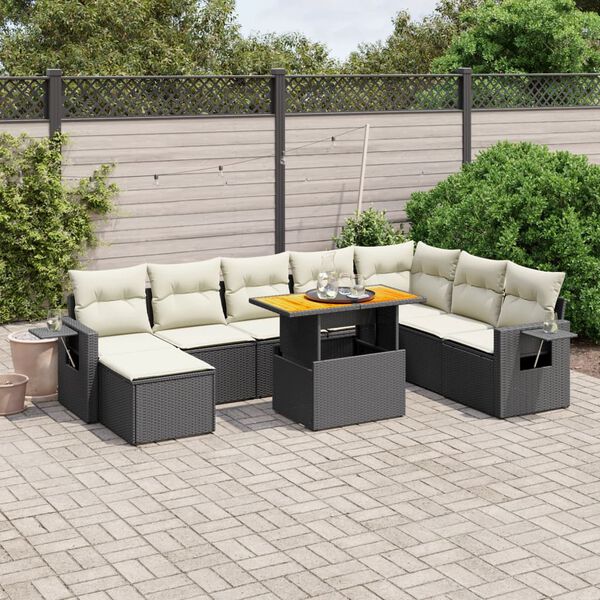 vidaXL Garden Sofa Set Black PE rattan Large Modular Garden Sofa Set