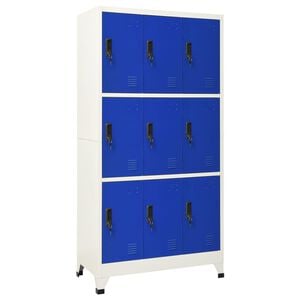 vidaXL Locker Cabinet Gray and Blue Steel Large Locker Cabinet