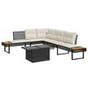 vidaXL Garden Sofa Set Black PE rattan Large Adjustable Armrests