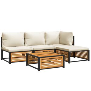 vidaXL Garden Sofa Set Wood: Natural, Cushion: Cream White