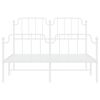 vidaXL Bed Frame White Powder-Coated Steel Double Bed Frame