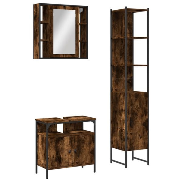 vidaXL Bathroom Cabinet Set Smoked Oak