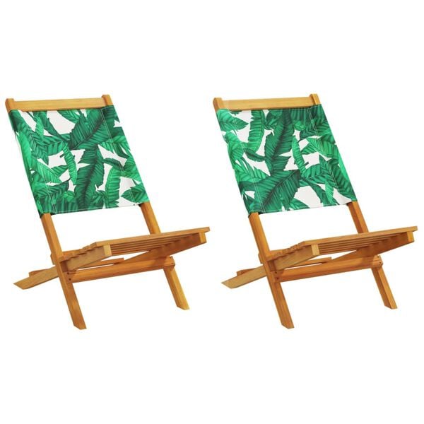 vidaXL Garden Chair Set of 2 Green leaf