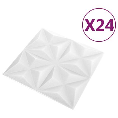 vidaXL 3D Wall Panels 24 pcs 19.7"x19.7" Origami White 64.6 ft²
