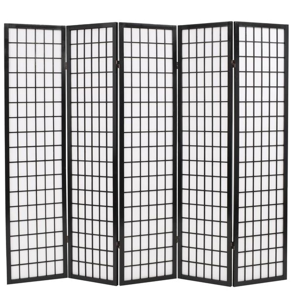 vidaXL Folding 5-Panel Room Divider Japanese Style 78.7"x66.9" Black