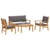 vidaXL Garden Sofa Set 4 pcs Brown 47.24 x 25.79 x 31.10 in