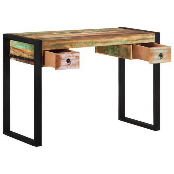 vidaXL Desk Multicolor Solid reclaimed wood, steel Medium Computer Desk