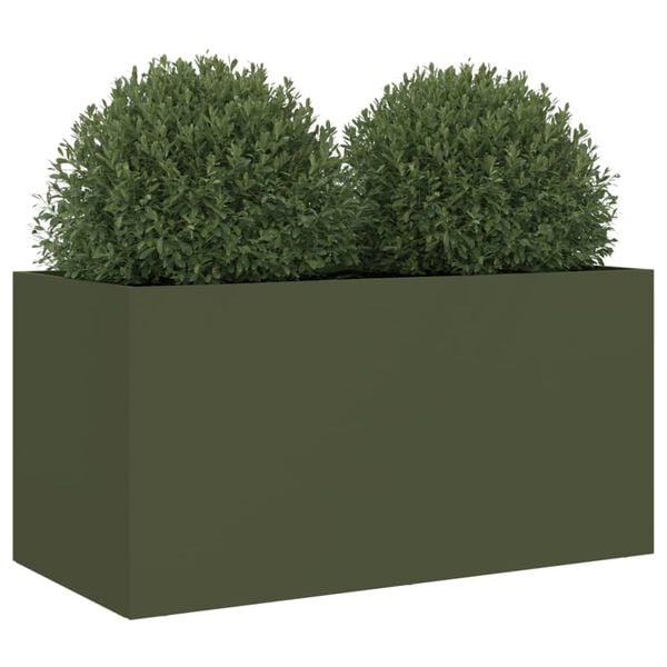 vidaXL Planter Olive Green Cold-rolled Steel Medium Durable Planter