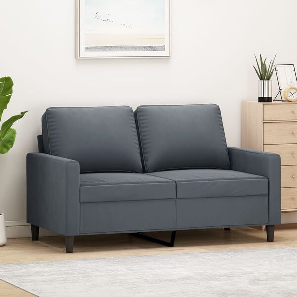vidaXL 2-seater Sofa Dark grey Velvet (100% polyester), metal, textilene