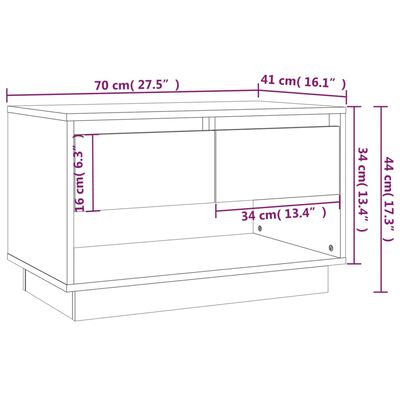 vidaXL TV Stand Smoked Oak 27.6"x16.1"x17.3" Engineered Wood