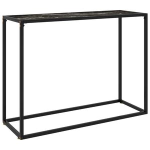 vidaXL Console Table Black Tempered glass 39.4 in x 13.8 in x 29.5 in