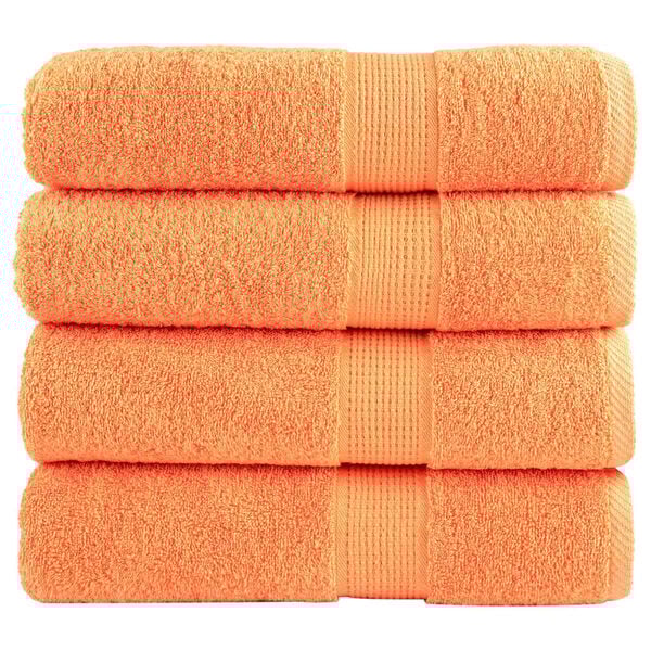 vidaXL Bath Towel Set of 4 Orange 100% ring-spun cotton 39.4 x 59.1 in