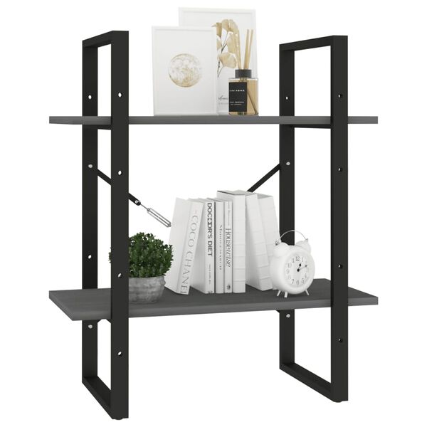 vidaXL Book Cabinet Grey Solid Pine Wood Medium Book Cabinet