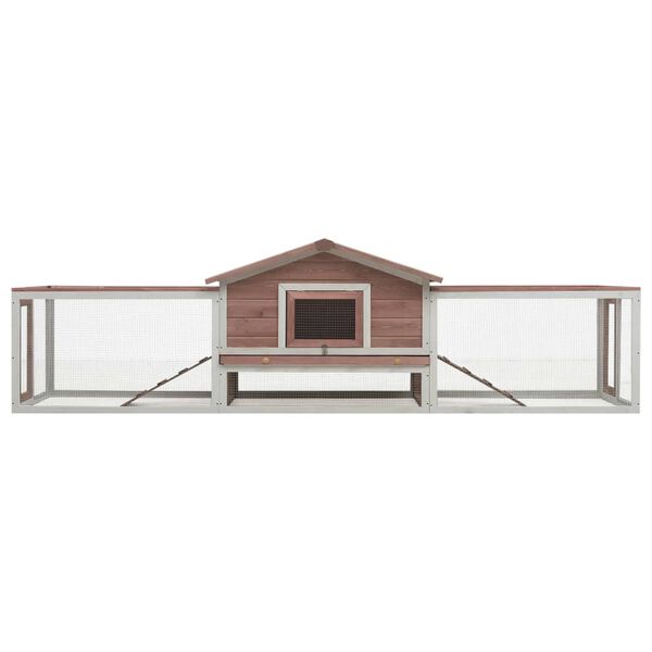 vidaXL Rabbit Hutch Mocha and White Solid Pine Wood Large Doors