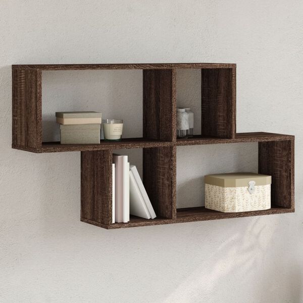 vidaXL Wall Shelf Brown Oak Engineered Wood 39.4 x 7.9 x 20.9 in