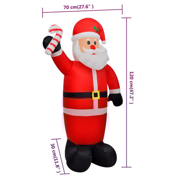 vidaXL Inflatable Santa Claus Red Polyester 47.2 in Christmas Inflatable