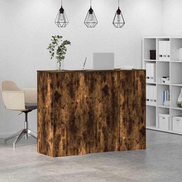 vidaXL Reception Desk Smoked Oak Engineered wood Medium Reception Desk