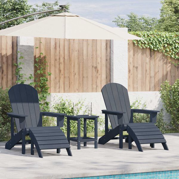 vidaXL Garden Lounge Furniture 3 pcs Navy 38 x 38 x 46cm Plastic
