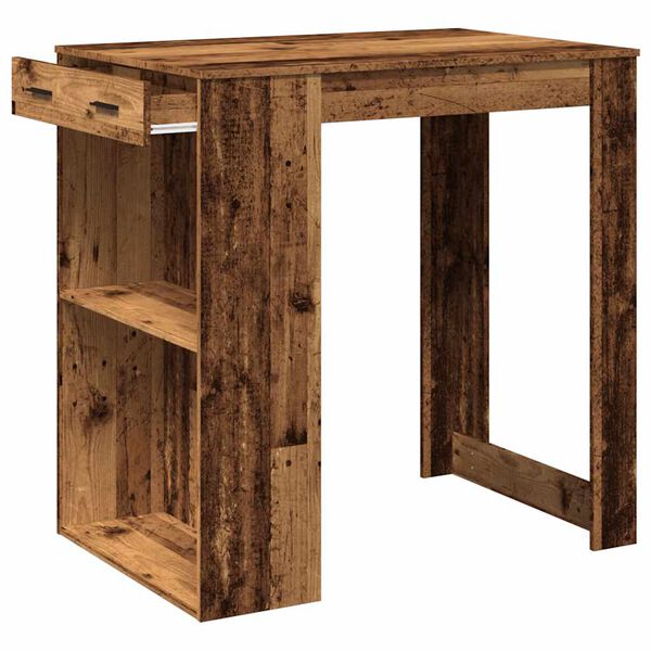 vidaXL Bar Table Old wood Engineered wood Medium Bar Table Rectangular
