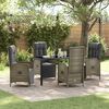 vidaXL Garden Dining Set with Cushion 5 pcs Grey Poly Rattan
