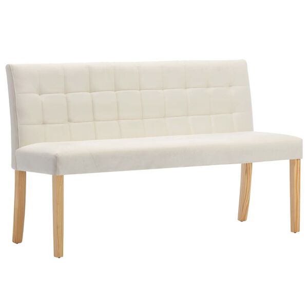 vidaXL Cream Velvet Bench 55.1 in Long Durable Upholstered Bench
