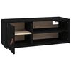 vidaXL Wall Cabinet Set of 2 Black Solid Pine Wood, Faux Leather