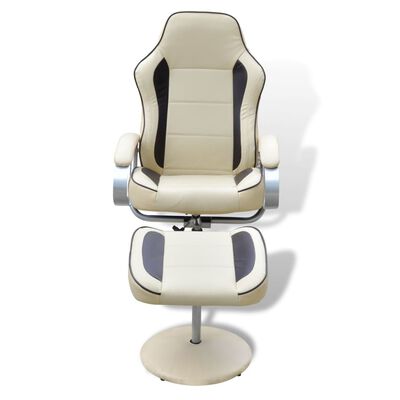vidaXL TV Armchair with Footstool Cream Faux Leather