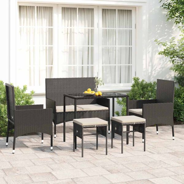 vidaXL Garden Lounge Set Black, Cream White