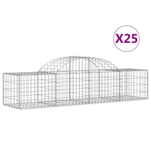 vidaXL Gabion Basket Set of 25 Silver Galvanized Iron Extra Large