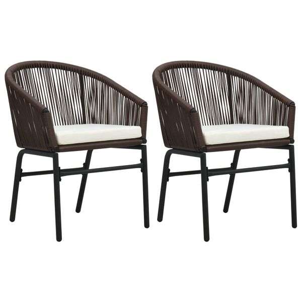 vidaXL Outdoor Chair Set of 2 Brown PE rattan Medium