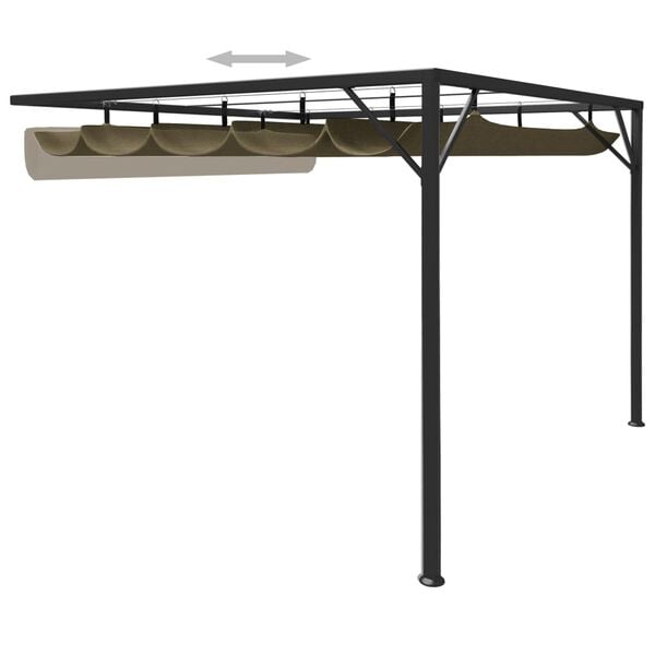 vidaXL Garden Wall Gazebo with Retractable Roof 9.8'x9.8' Taupe 0.6 oz/ft&sup2;